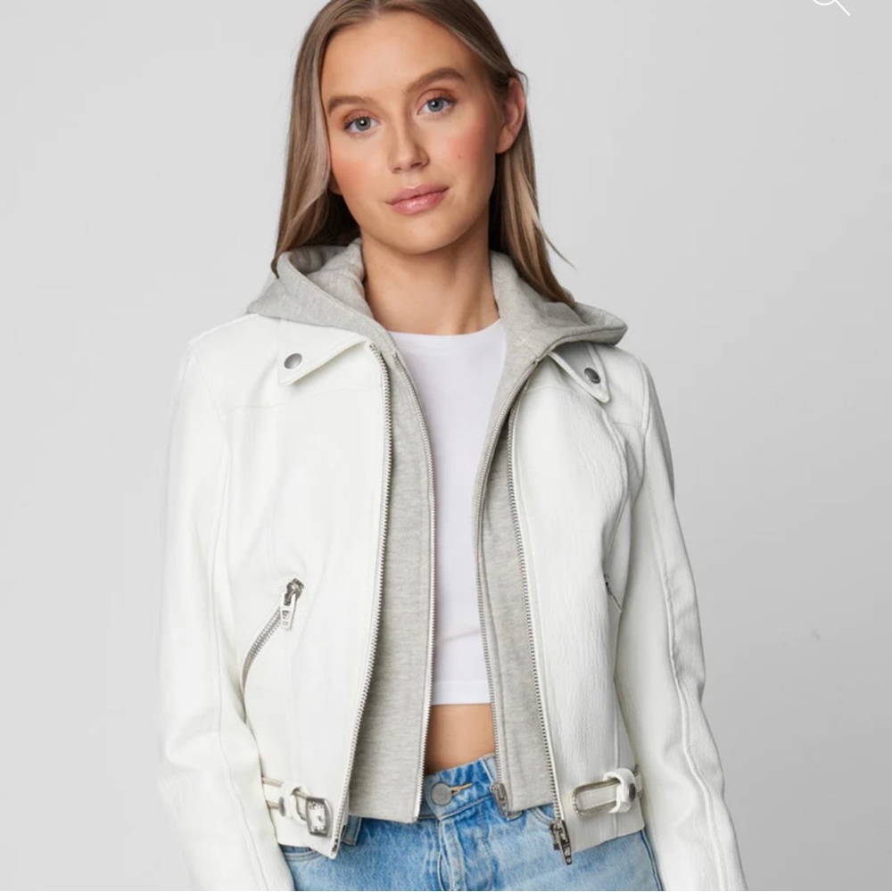 NWT BlankNYC FRESH START White Moto Jacket Vegan Leather LARGE